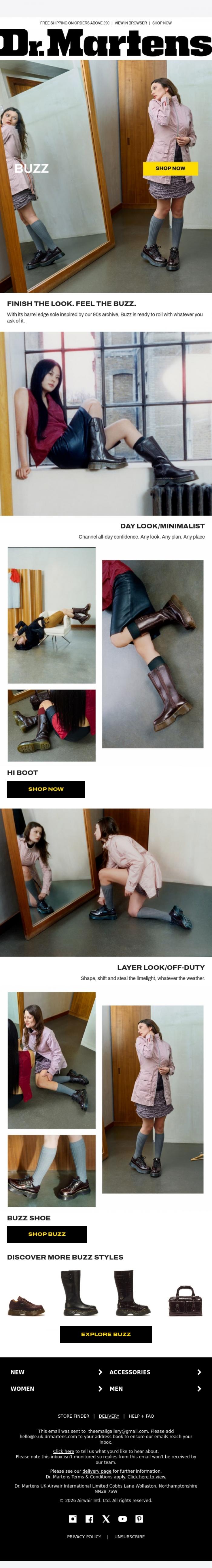 Email Design Inspiration from Dr. Martens, Big heart, platform sole