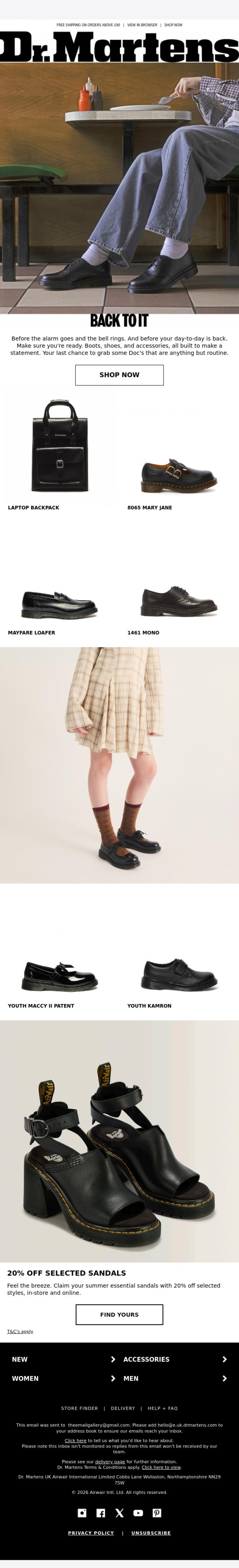 Email Design Inspiration from Dr. Martens, Back to it, the Doc's way