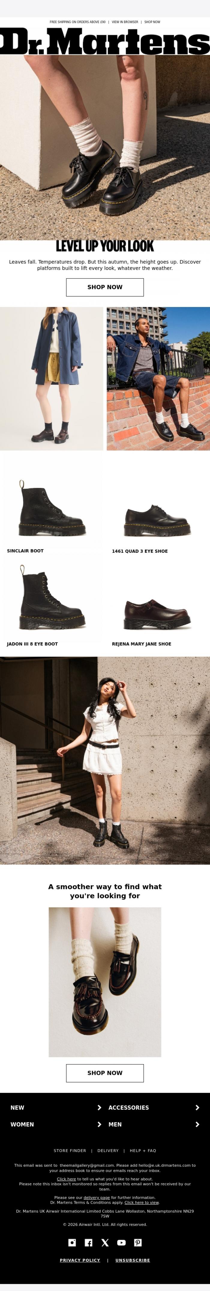 Email Design Inspiration from Dr. Martens, Autumn: elevated