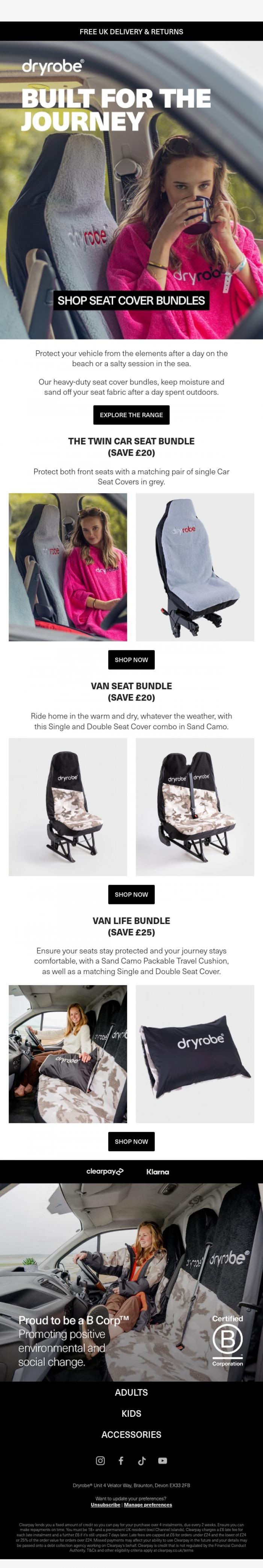 Email Design Inspiration from dryrobe, Bundle up and protect your vehicle 🚍
