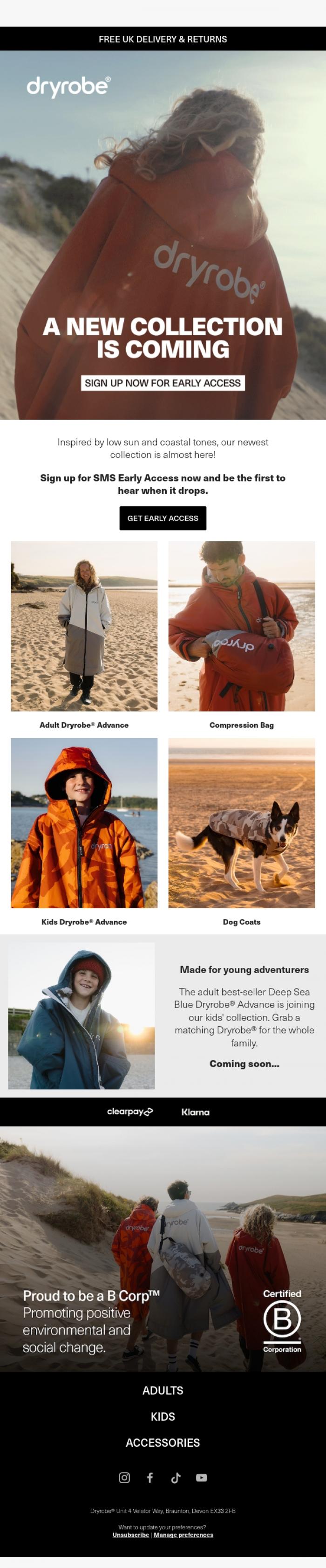 Email Design Inspiration from dryrobe, Introducing the Golden Hour Collection.