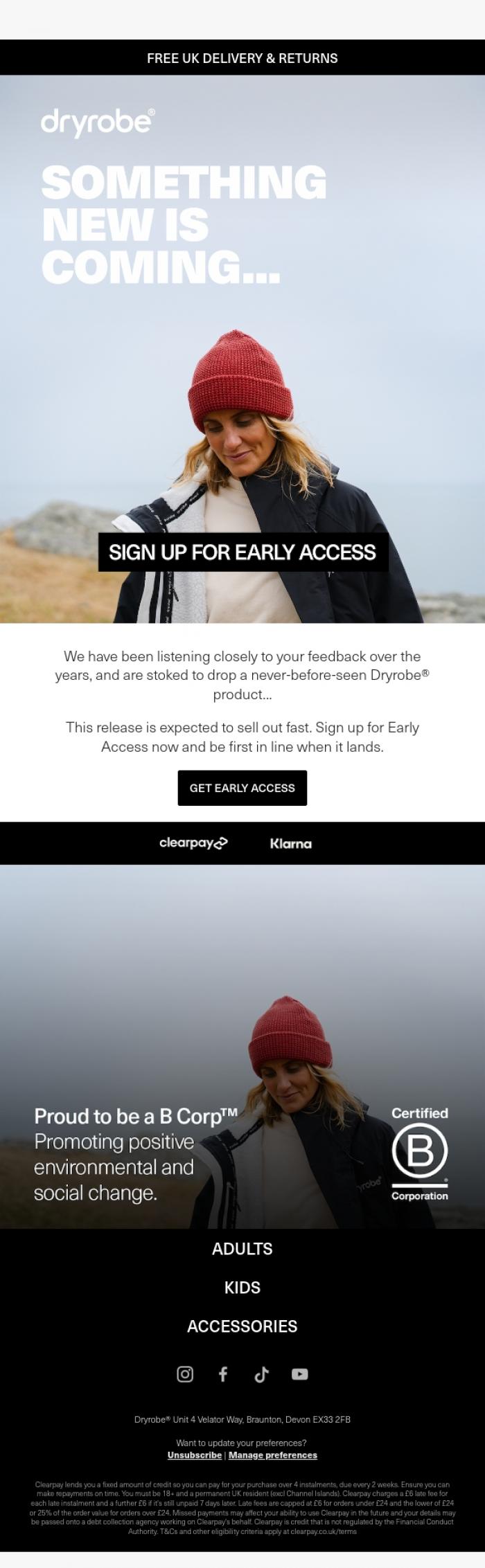 Email Design Inspiration from dryrobe, Ready for something NEW?