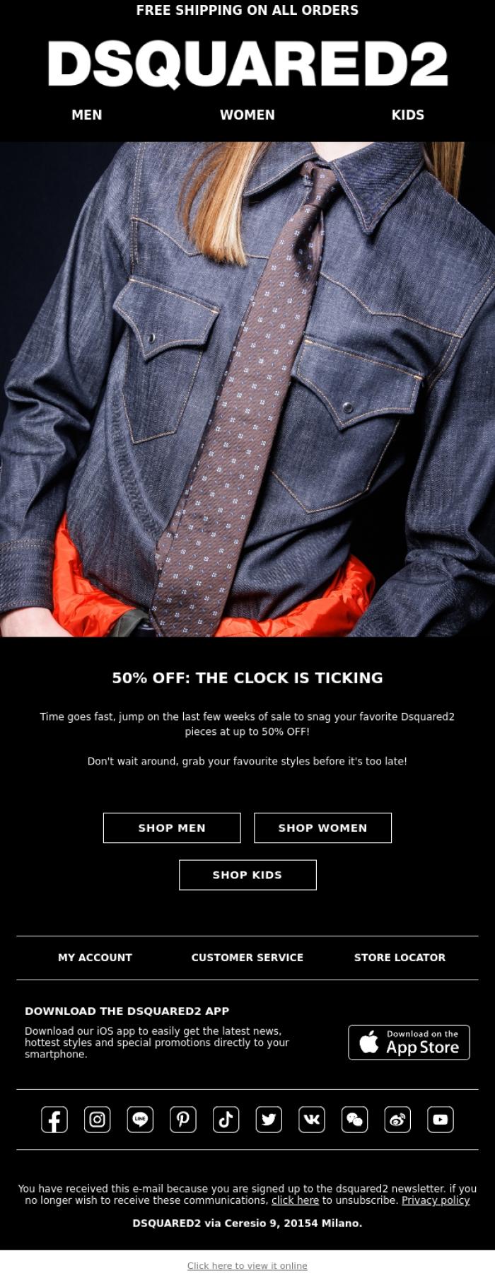 Email Design Inspiration from Dsquared2 News, WINTER SALE | Few weeks left