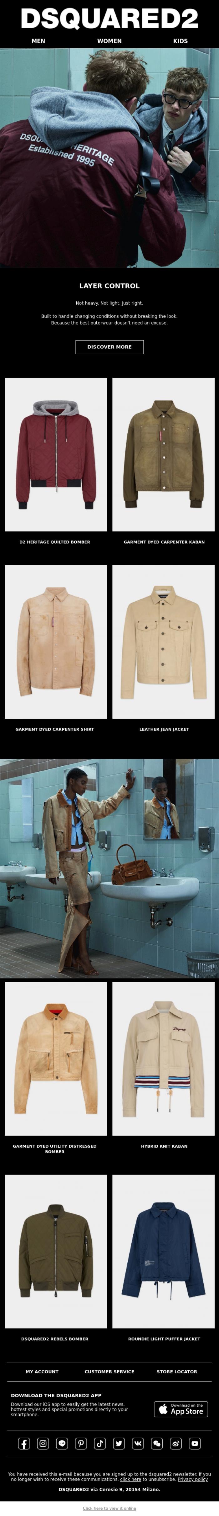 Email Design Inspiration from Dsquared2 News, The In-Between