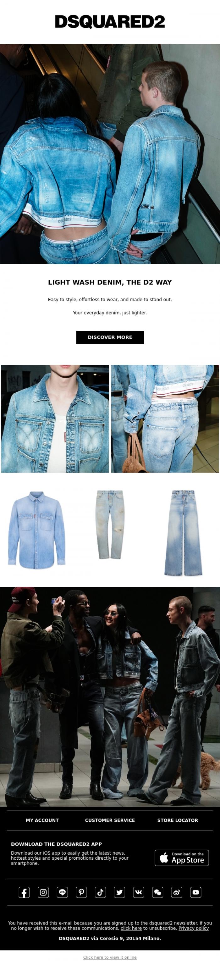 Email Design Inspiration from Dsquared2 News, Washed out never looked so good.