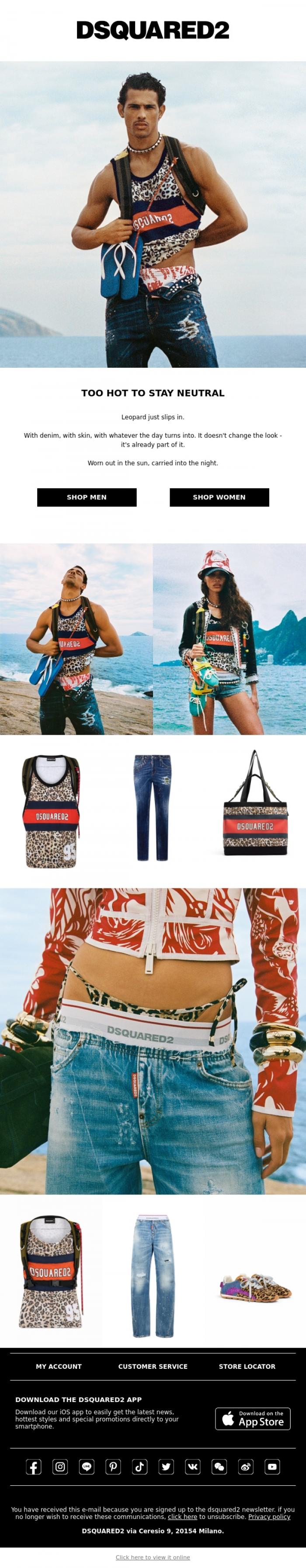 Email Design Inspiration from Dsquared2 News, Wild Instinct