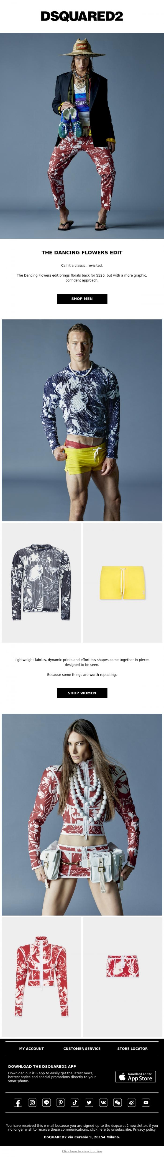 Email Design Inspiration from Dsquared2 News, Florals? For Spring? Groundbreaking.