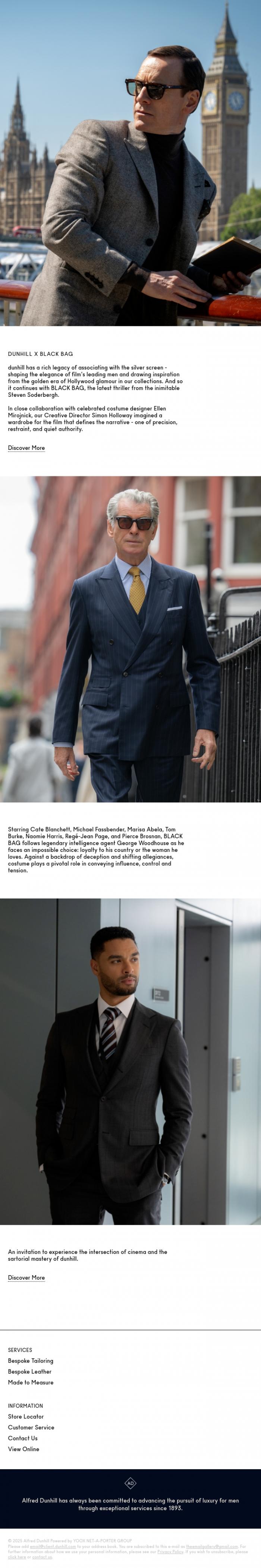 Email Design Inspiration from Dunhill, dunhill and the Cinematic World of Espionage