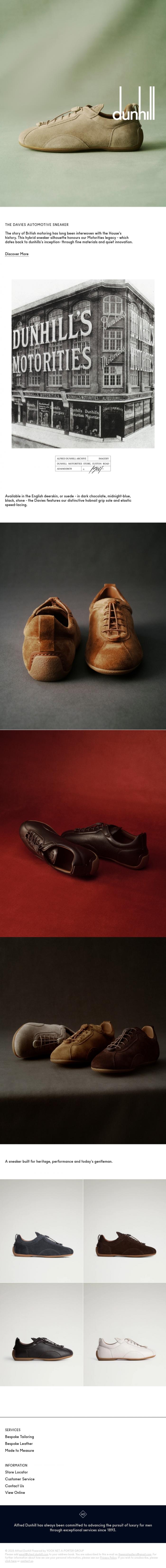 Email Design Inspiration from Dunhill, Automotive heritage meets innovation today