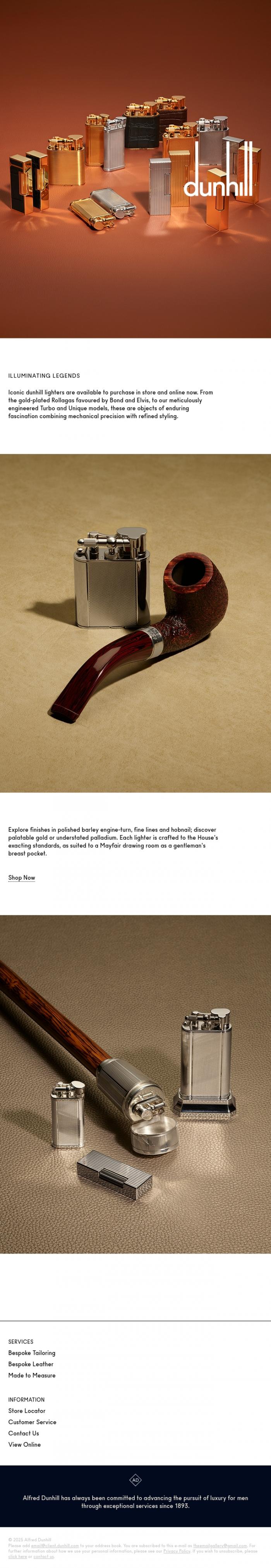 Email Design Inspiration from Dunhill, dunhill icons, now online