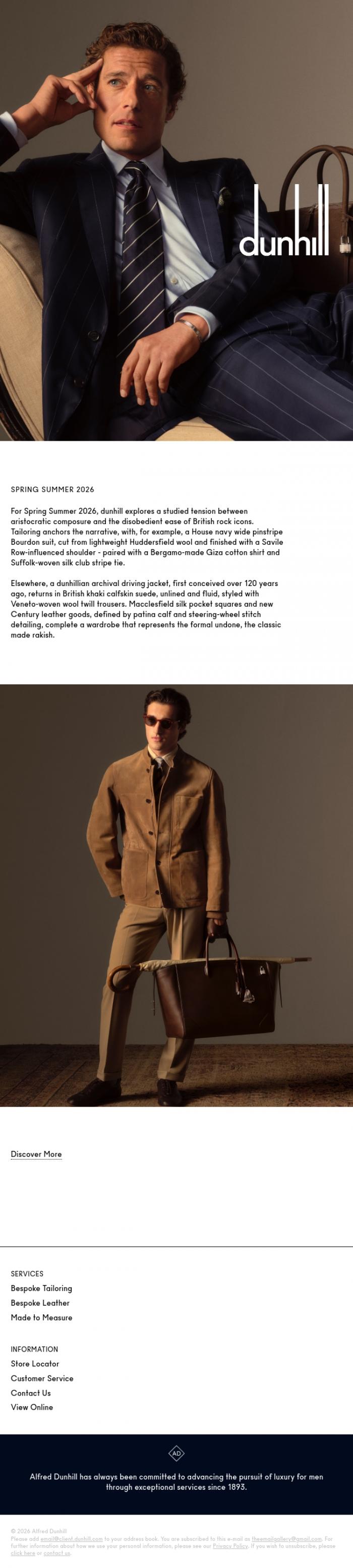 Email Design Inspiration from Dunhill, Introducing: Spring Summer 2026