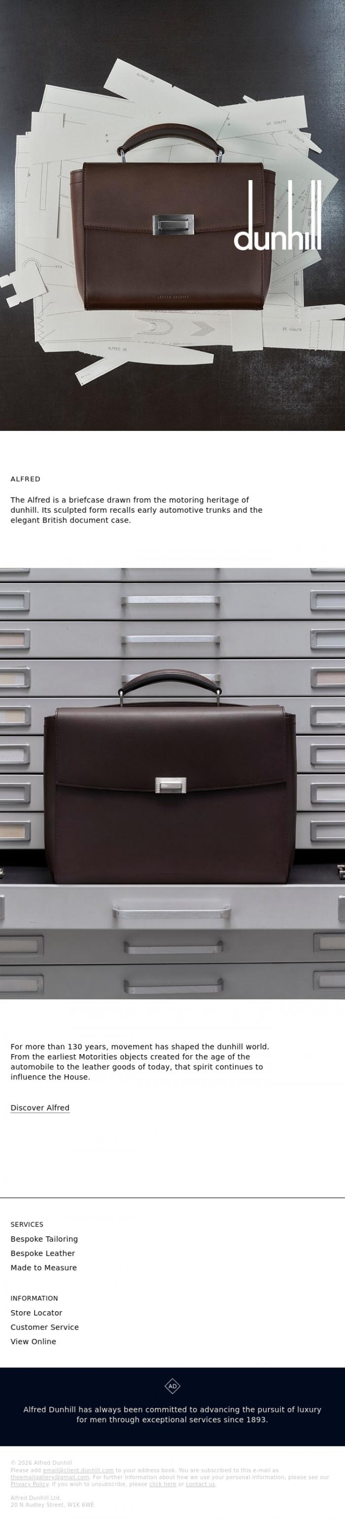 Email Design Inspiration from Dunhill, The Alfred