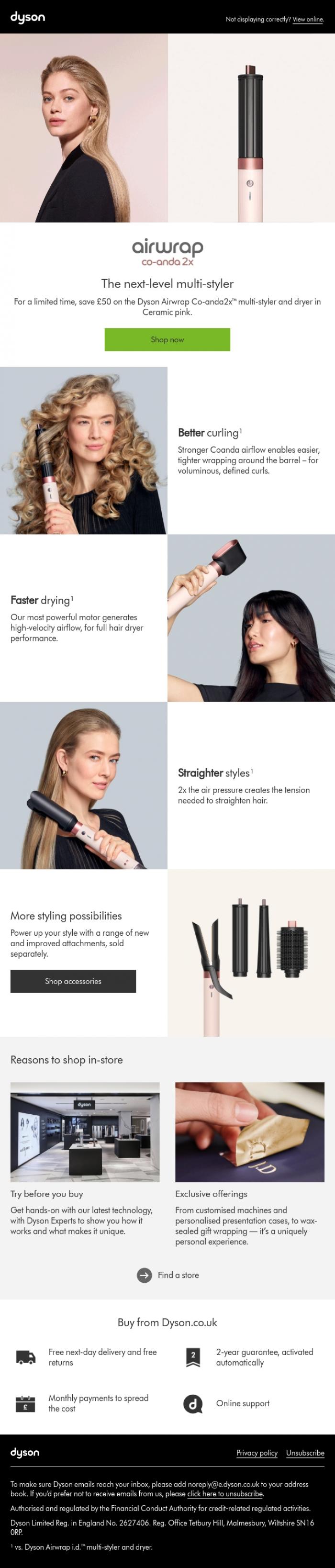 Email Design Inspiration from Dyson, A special offer on the Airwrap Co-anda2x&trade;