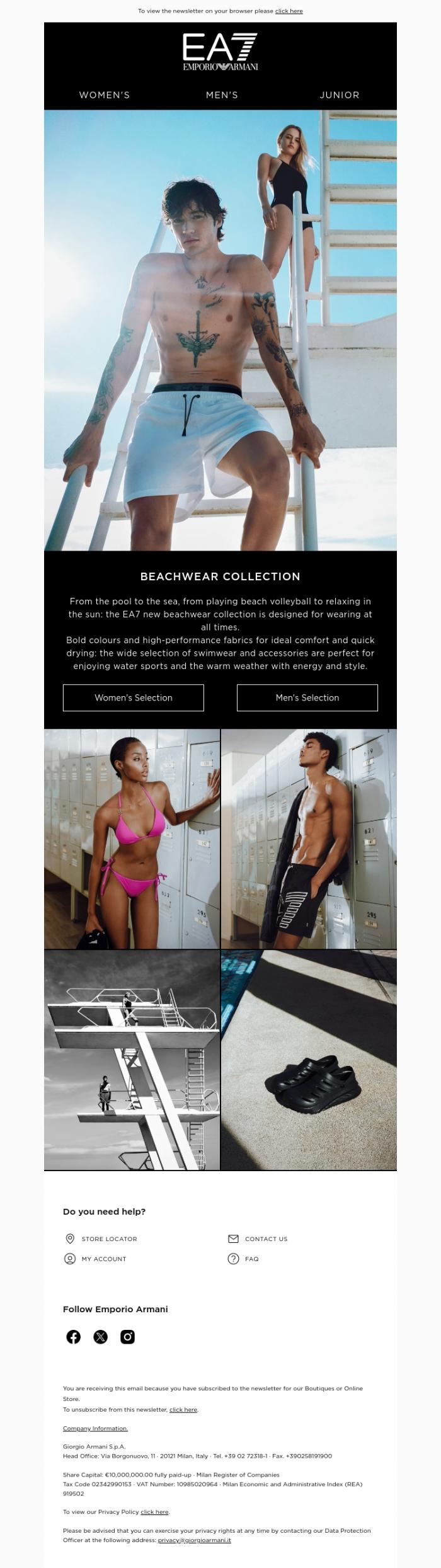 Email Design Inspiration from EA7, Discover the Beachwear Collection