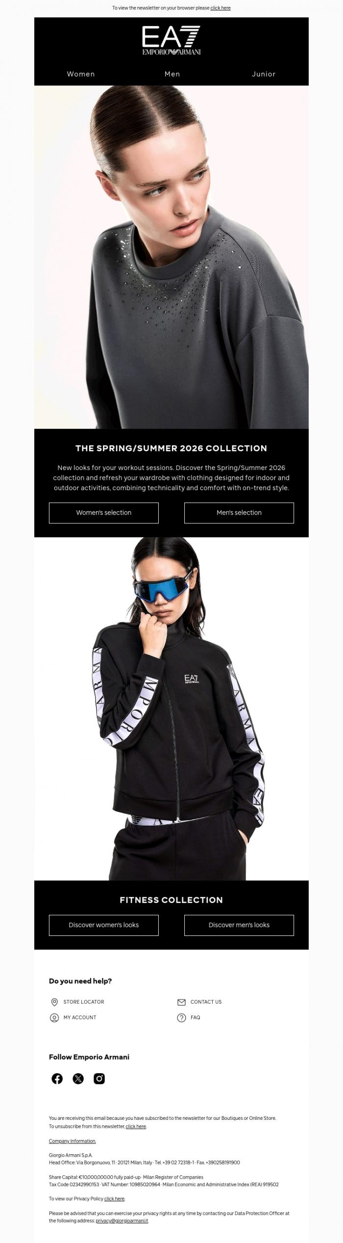 Email Design Inspiration from EA7, The Spring/Summer 2026 looks