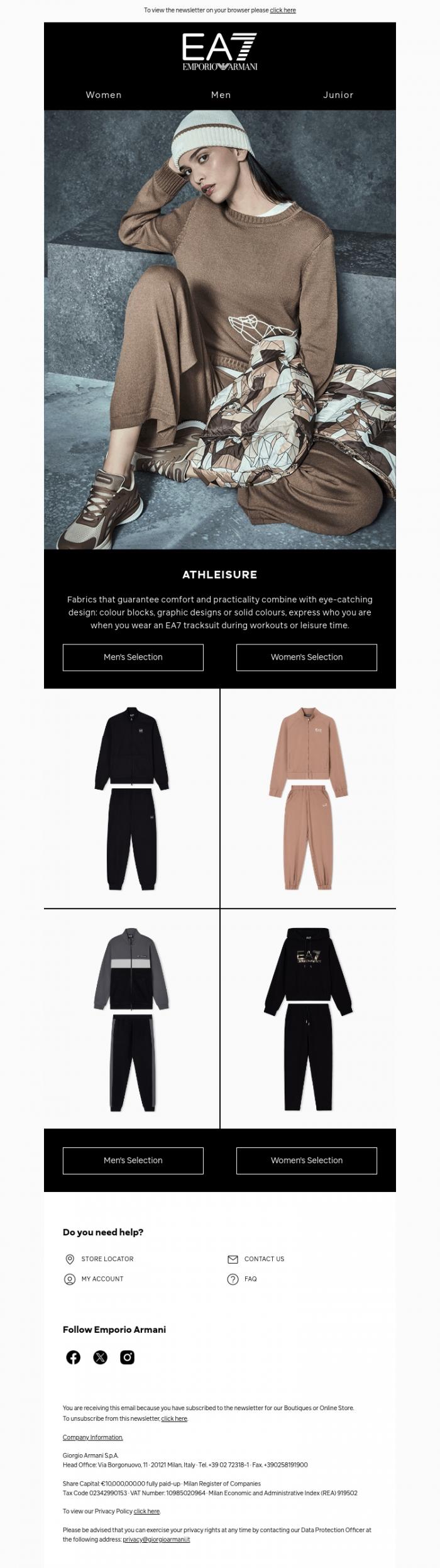 Email Design Inspiration from EA7, Discover the tracksuit selection