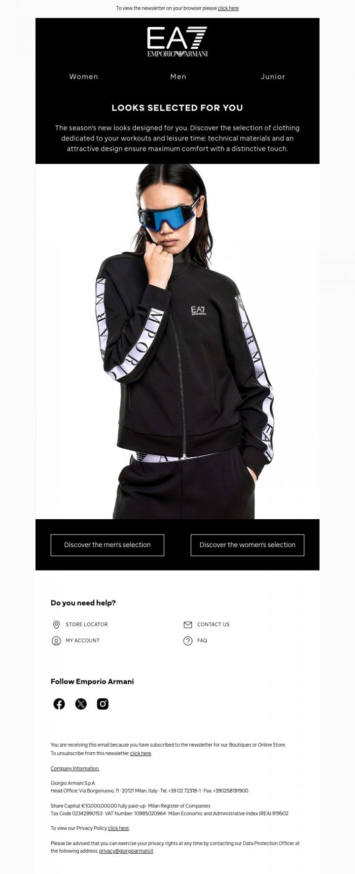 Email Design Inspiration from EA7, Discover the selection dedicated to you