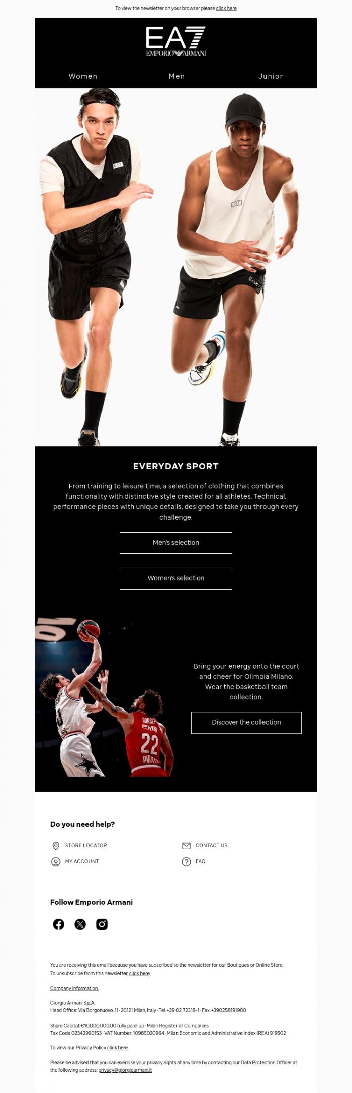 Email Design Inspiration from EA7, Discover the selection for athletes