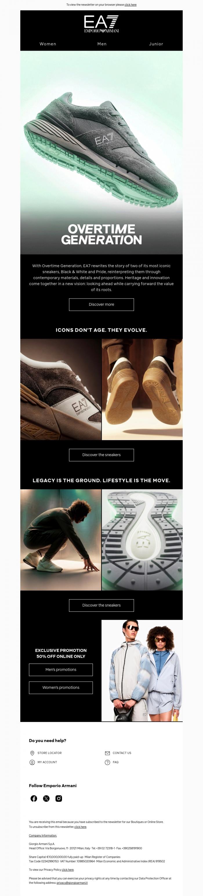 Email Design Inspiration from EA7, Discover the Overtime Generation project