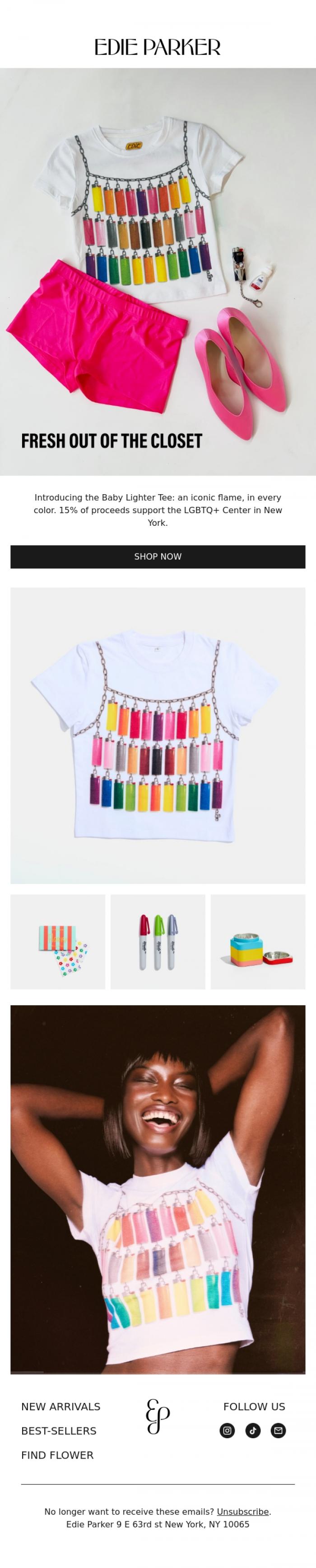 Email Design Inspiration from Edie Parker, LIGHT IT UP, BABY