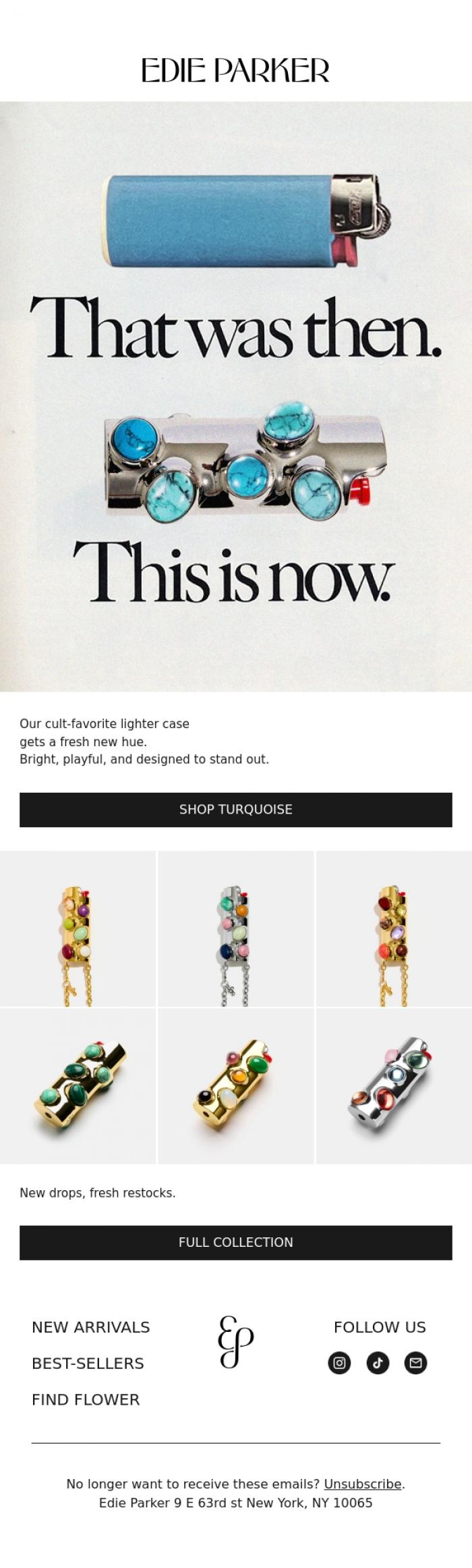 Email Design Inspiration from Edie Parker, JUST DROPPED: NEW STONED LIGHTER CASE