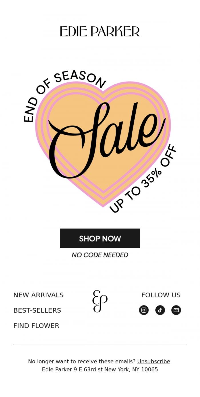 Email Design Inspiration from Edie Parker, END OF SEASON SALE