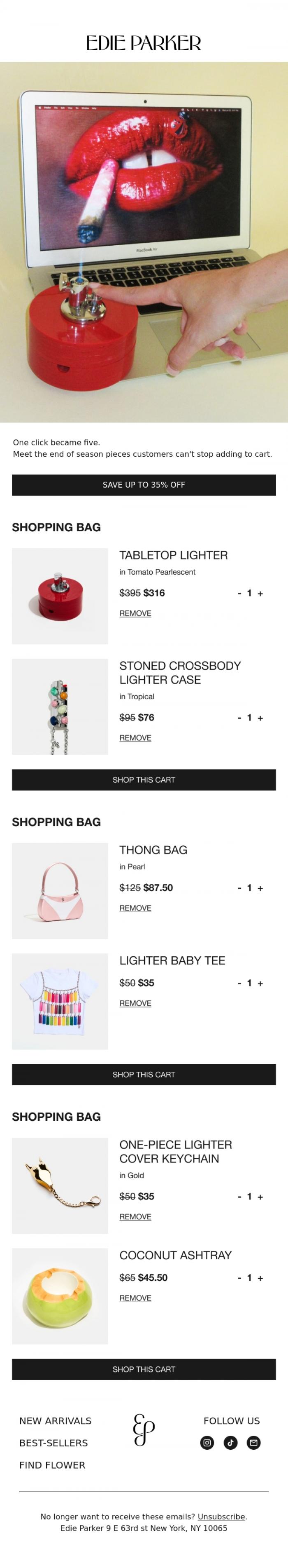 Email Design Inspiration from Edie Parker, CLICKBAIT