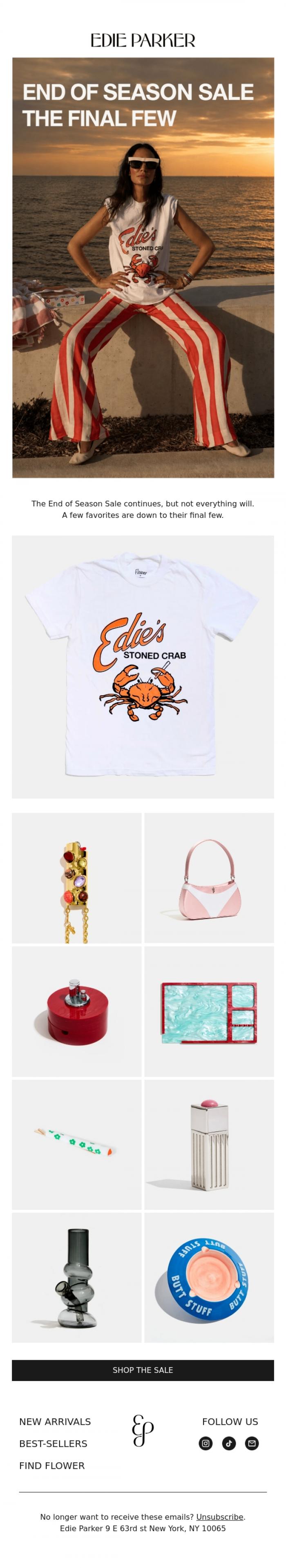 Email Design Inspiration from Edie Parker, SELLING OUT 🪽