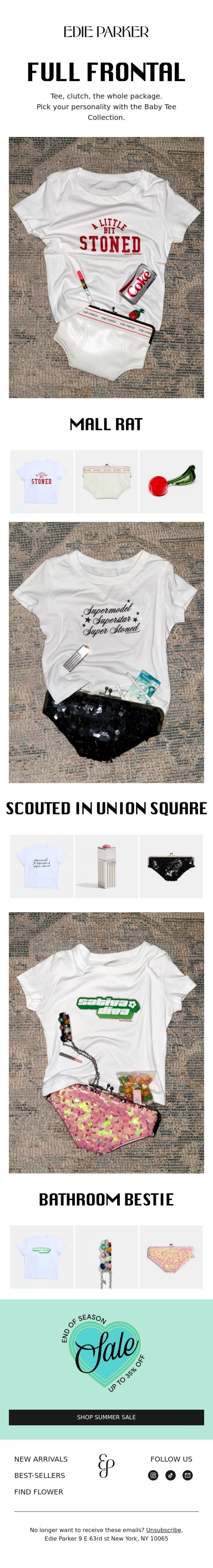 Email Design Inspiration from Edie Parker, FULL FRONTAL