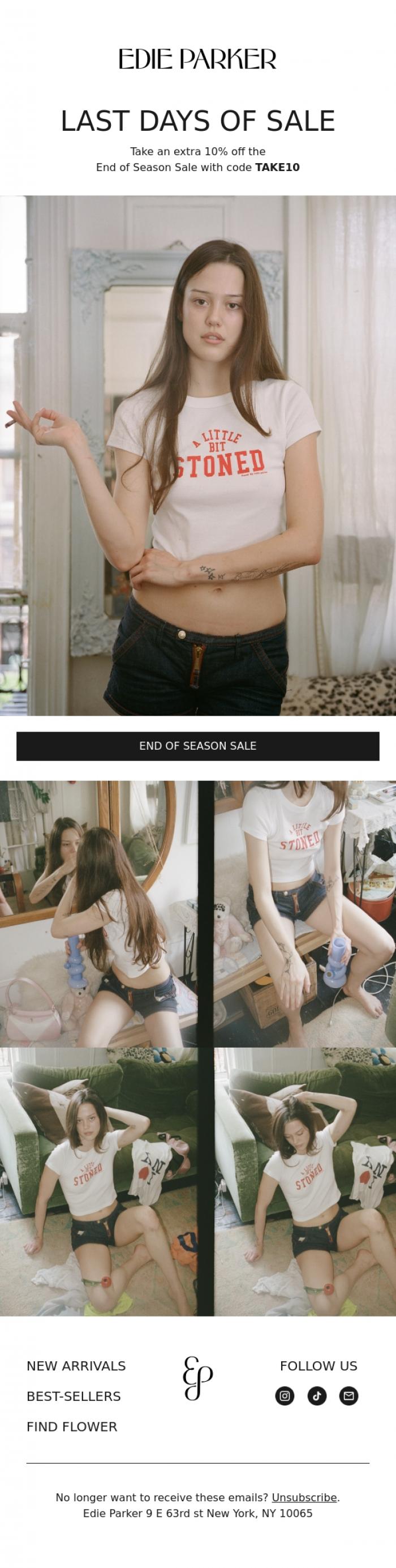 Email Design Inspiration from Edie Parker, SALE ON SALE IS HERE 🍒