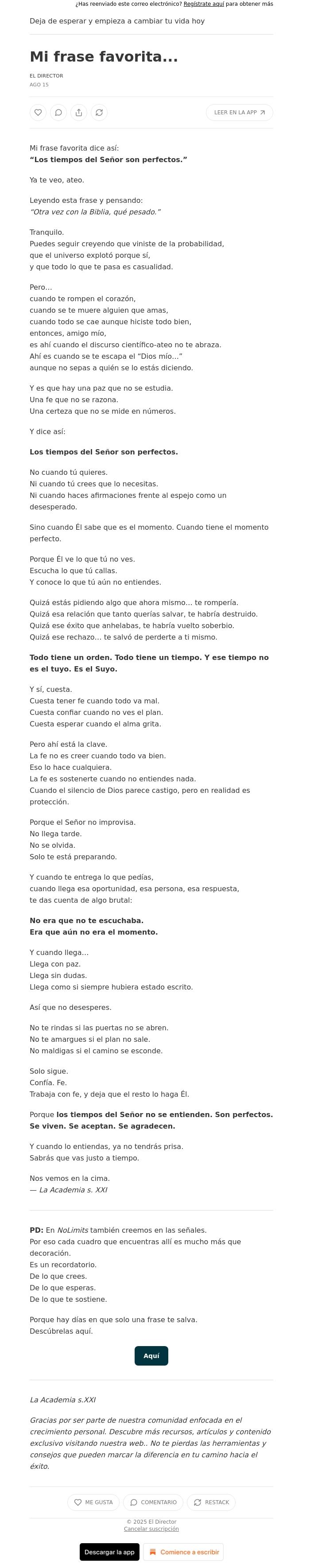 Email Design Inspiration from El Director, Mi frase favorita...