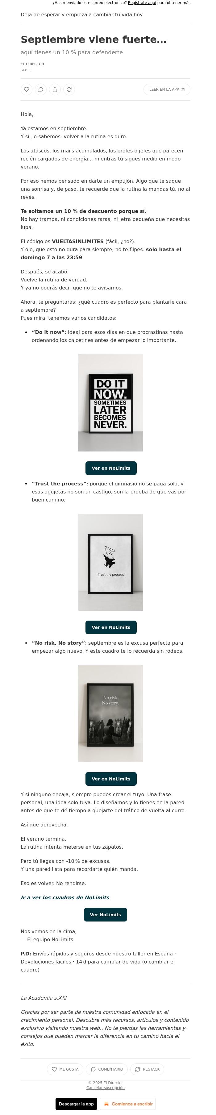 Email Design Inspiration from El Director, Septiembre viene fuerte...