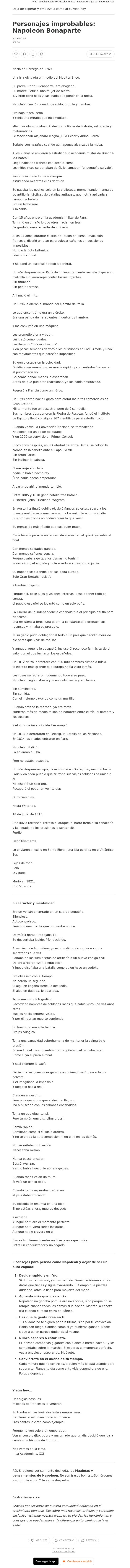 Email Design Inspiration from El Director, Personajes improbables: Napole&oacute;n Bonaparte