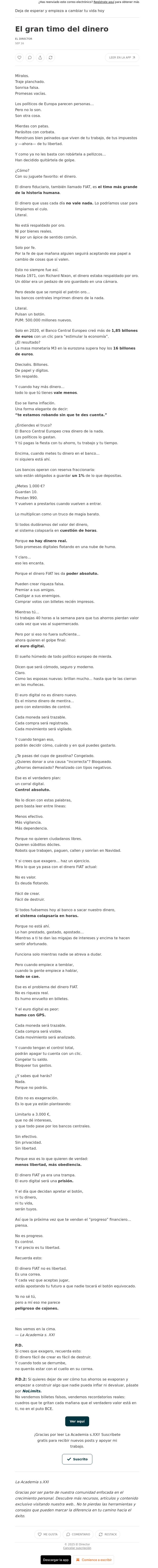 Email Design Inspiration from El Director, El gran timo del dinero