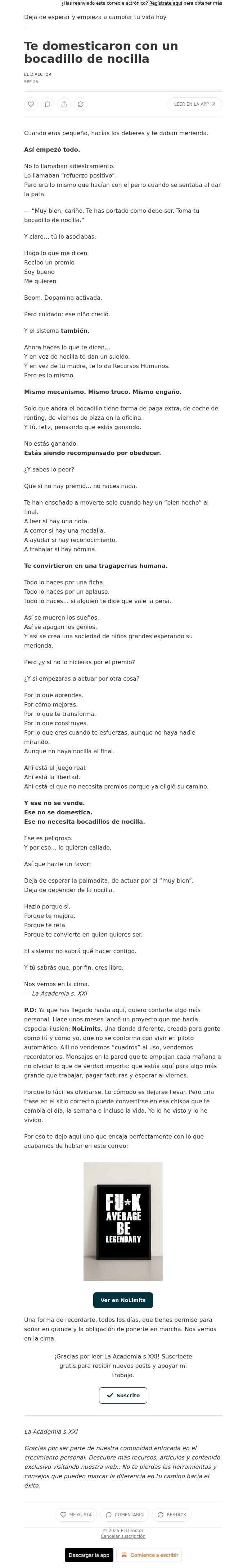 Email Design Inspiration from El Director, Te domesticaron con un bocadillo de nocilla