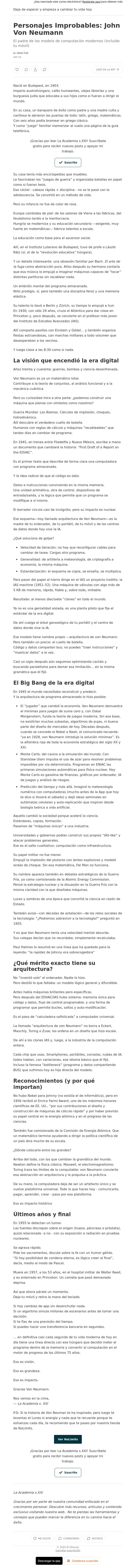 Email Design Inspiration from El Director, Personajes Improbables: John Von Neumann
