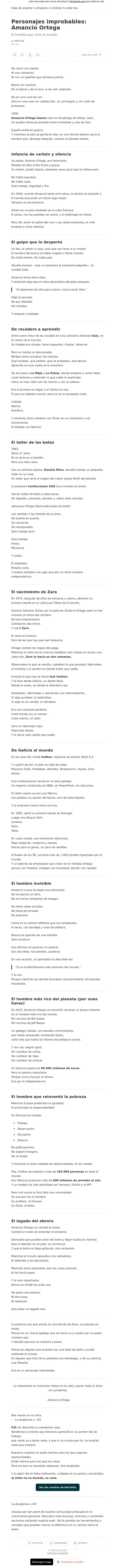 Email Design Inspiration from El Director, Personajes improbables: Amancio Ortega