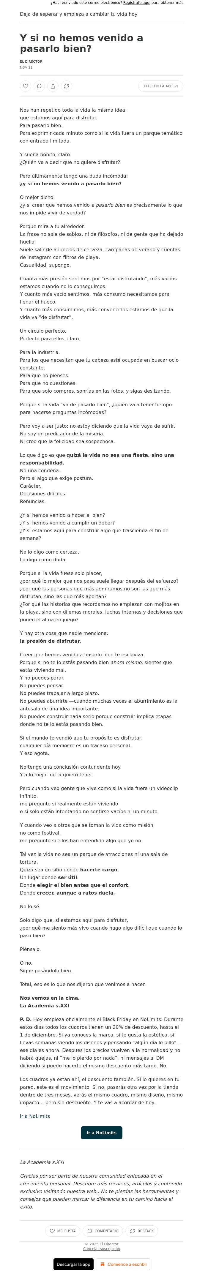 Email Design Inspiration from El Director, Y si no hemos venido a pasarlo bien?