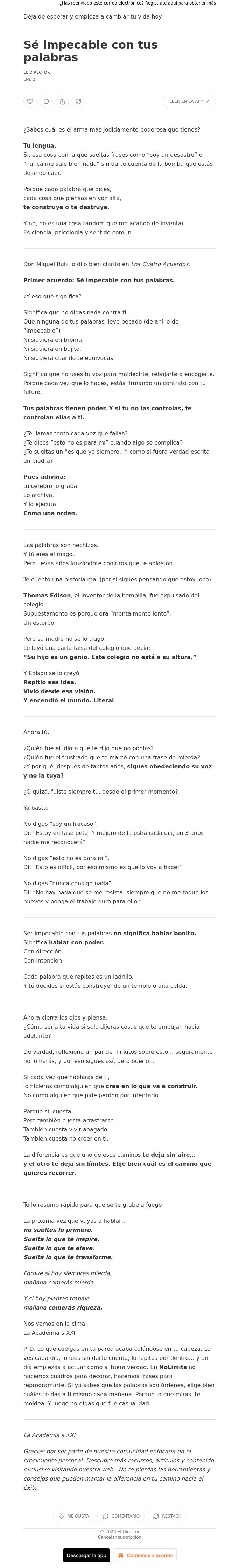 Email Design Inspiration from El Director, S&eacute; impecable con tus palabras