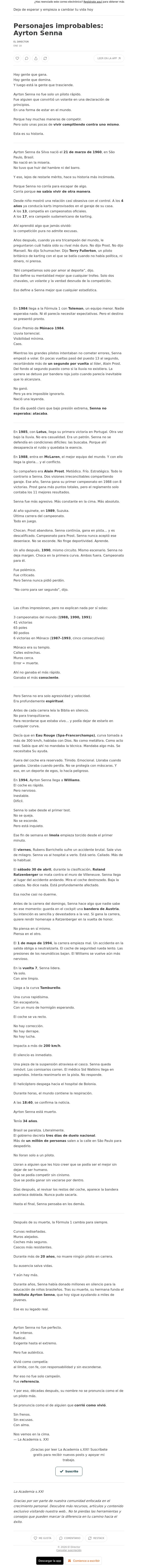 Email Design Inspiration from El Director, Personajes improbables: Ayrton Senna