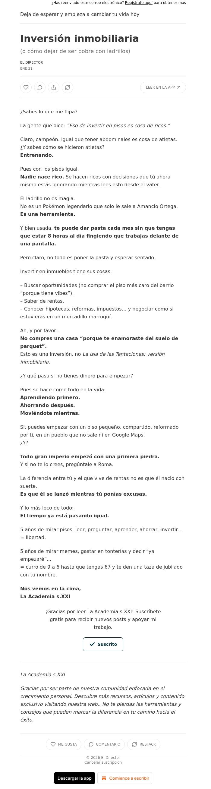 Email Design Inspiration from El Director, Inversi&oacute;n inmobiliaria