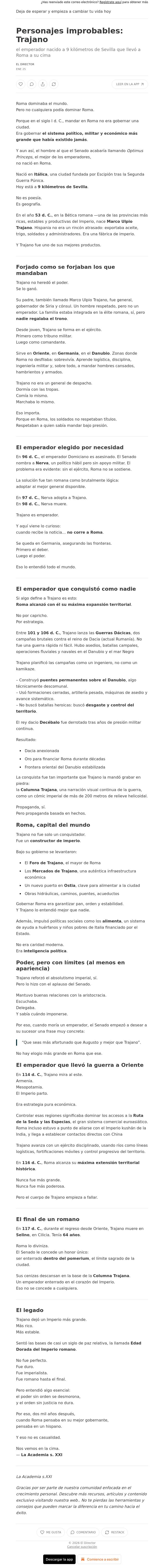 Email Design Inspiration from El Director, Personajes improbables: Trajano