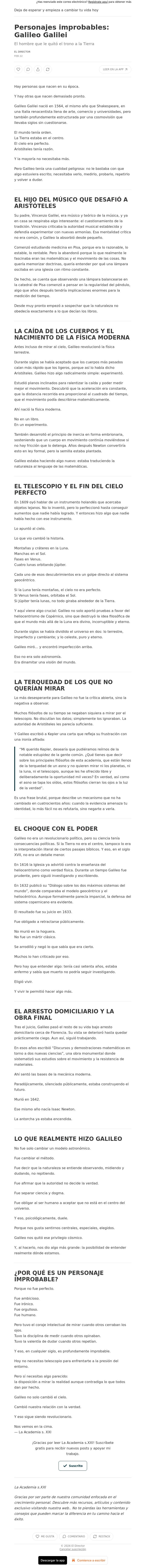 Email Design Inspiration from El Director, Personajes improbables: Galileo Galilei