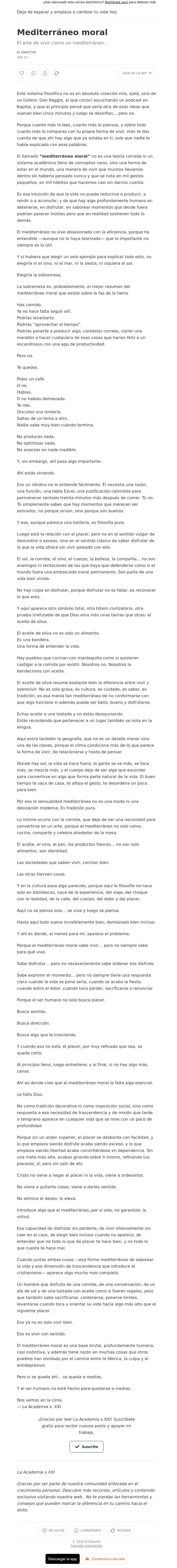 Email Design Inspiration from El Director, Mediterr&aacute;neo moral