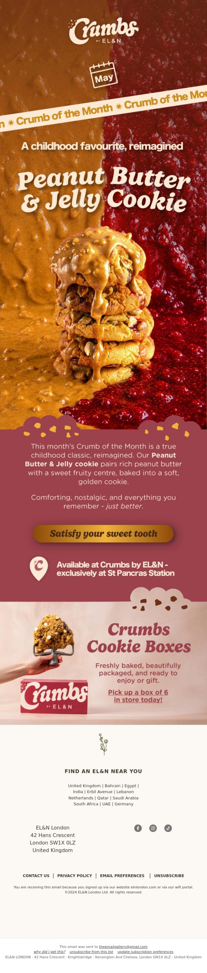 Email Design Inspiration from EL&N, Our May Crumb of the Month has landed 🍪