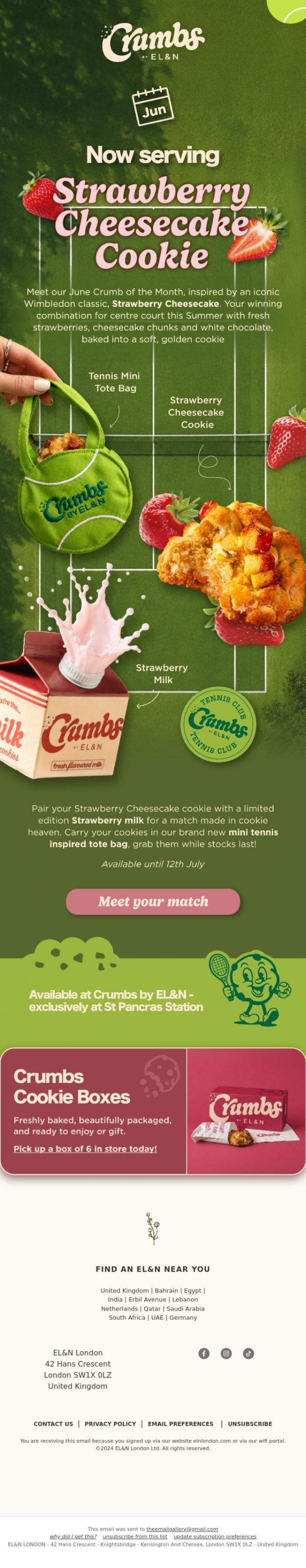 Email Design Inspiration from EL&N, Our June Crumb of the Month has landed 🍪