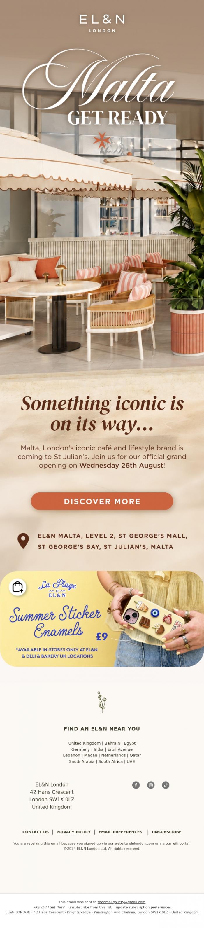 Email Design Inspiration from EL&N, Malta, something iconic is coming...