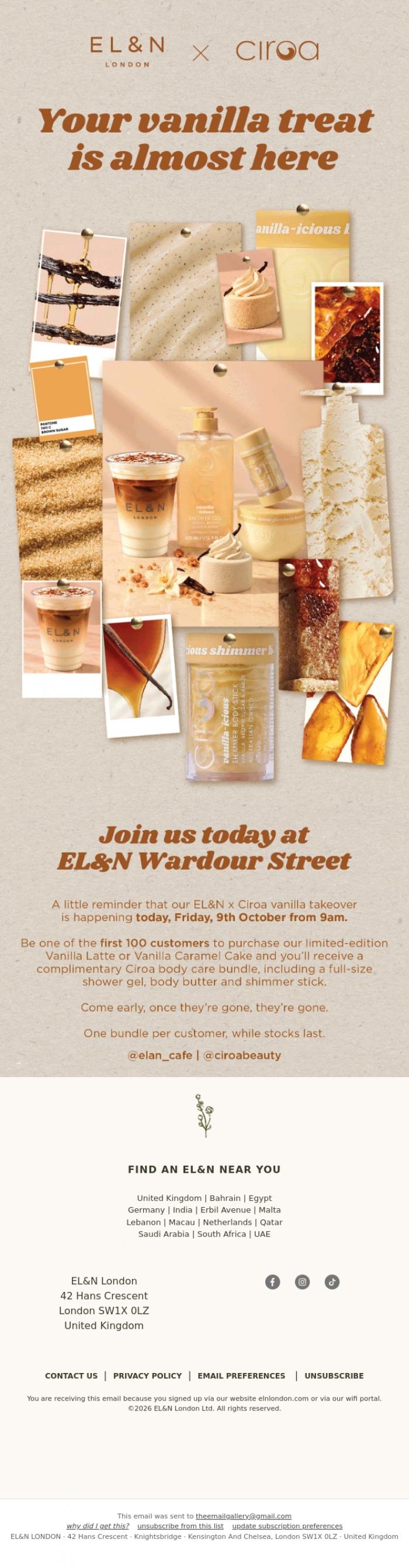 Email Design Inspiration from EL&N, This Friday: EL&N x Ciroa 🍦