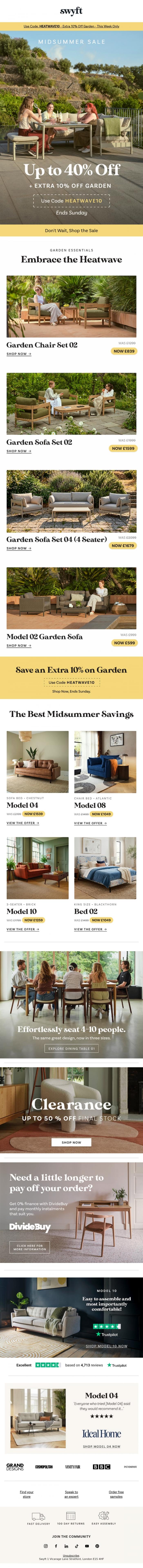 Email Design Inspiration from Emily at Swyft, Beat The Heat With Up To 40% Off