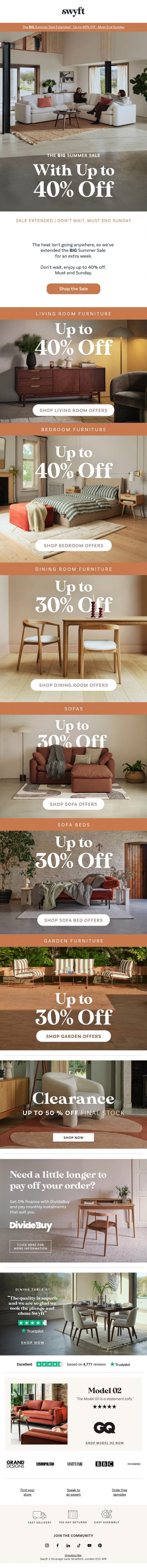 Email Design Inspiration from Emily at Swyft, SALE EXTENDED: Don't Miss Up To 40% Off